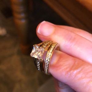 Gold over stainless steel wedding set